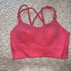 Lululemon like a cloud sports bra. Long lined.